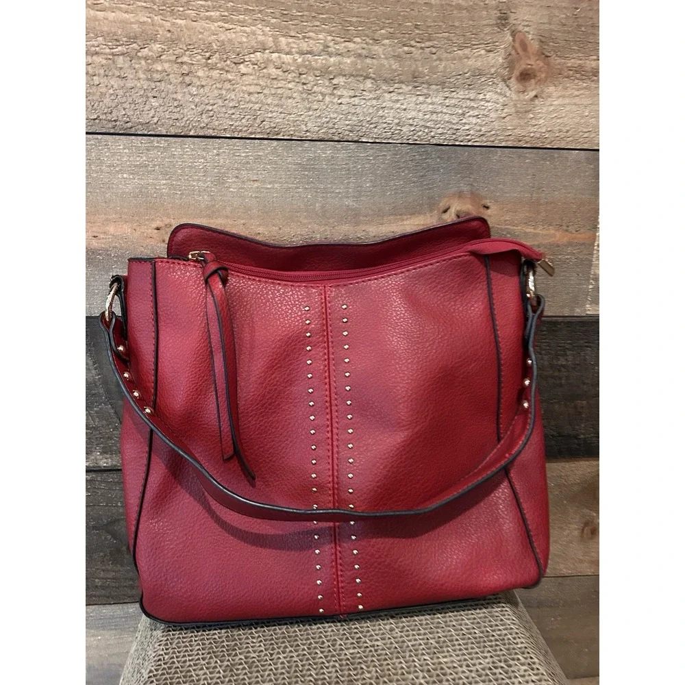 Montana West Select Vegan PU Leather Purse Bag Red w/ Gold Hardware Lightly Used